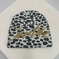 Corteiz Script Leopard Print Knit Beanie – Tan / White / Blue